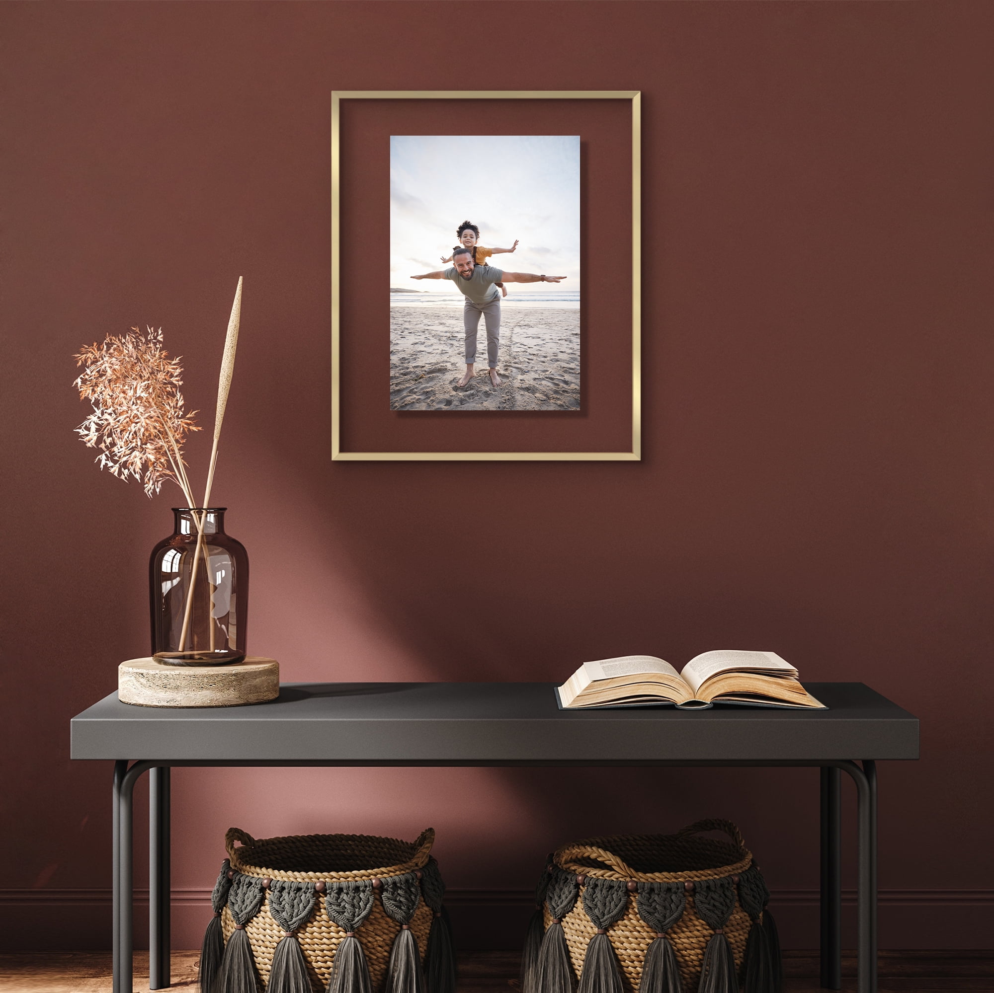 Americanflat 16x20 Picture Frame with Shatter-Resistant Glass Aluminum Floating Display Photo Signature - Gold