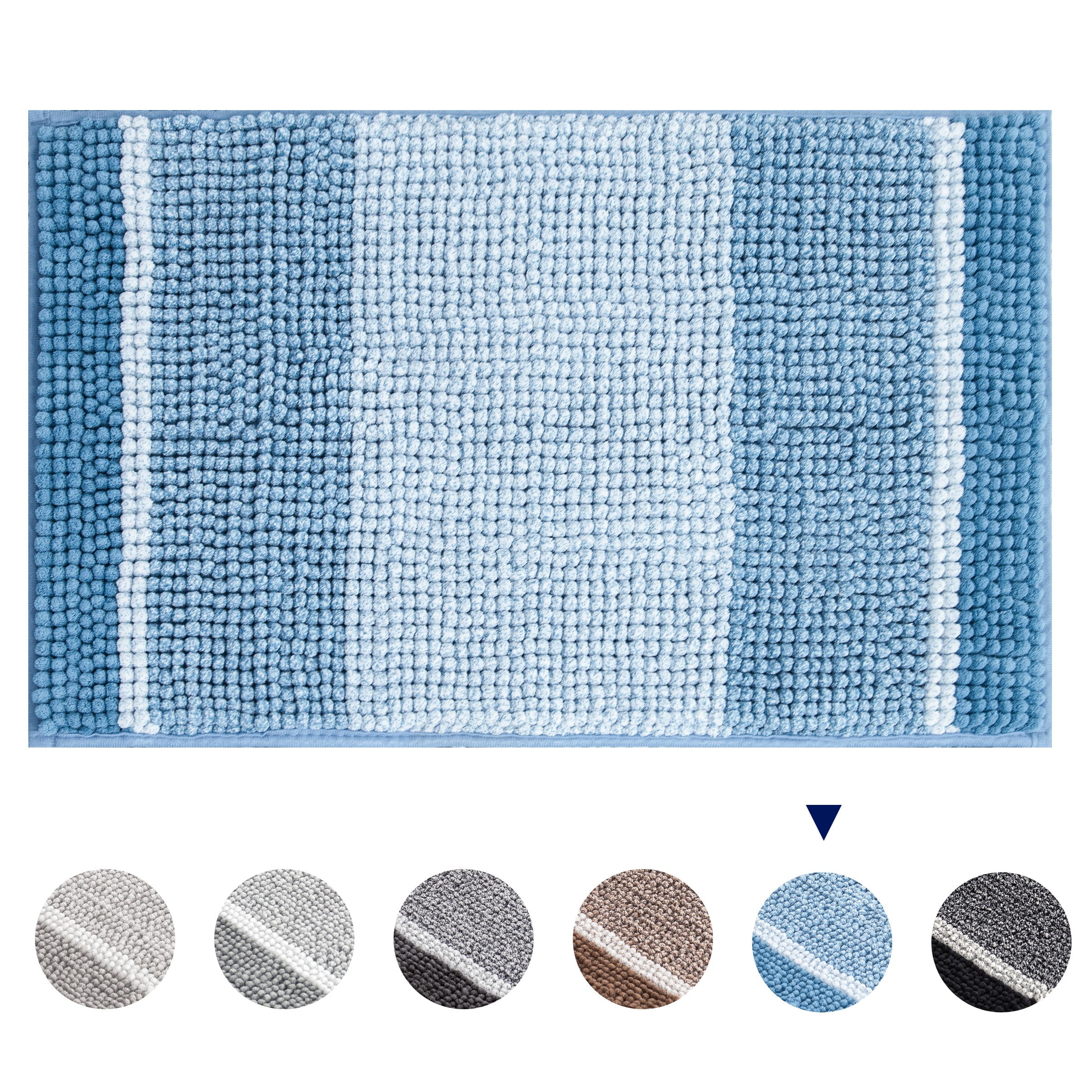 Subrtex Chenille Bathroom Rugs Non-Slip Absorbent Super Cozy Bathroom Mat Carpet (Stone Blue,20'x32')