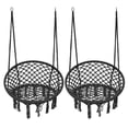 thumbnail image 3 of 2 Pack Hammock Chair Swing Hammock Swing Chair Macrame Hanging Chair Cotton for Bedroom Girls Room Deck Porch Indoor Outdoor Garden Backyard, Black, 3 of 9