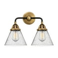 thumbnail image 3 of Innovations Lighting  Nouveau 2 Cone - 2 Light 16" Bath Vanity Light Satin Gold/Plated Smoke, 3 of 5