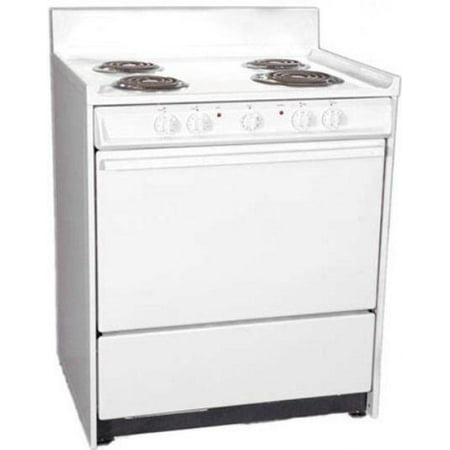 Summit WEM2171Q 30  Freestanding Electric Range with 4 Burners 3.6 Cu. Ft. Capacity Manual Clean Storage Drawer Porcelain oven & 5 Indicator Lights in White