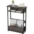 thumbnail image 1 of Vintage Narrow Side Table with Storage Shelf, 3-Tier Slim End Table Modern Sofa Table for Narrow and Small Spaces,62.5CM Height Skinny Bedside Table Small Nightstand with Magazine Rack (Grey), 1 of 18