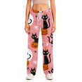 thumbnail image 5 of Halloween Pajamas Pants for Women Ladies Drawstring Pumpkins Ghost Pajama Cute Soft Long Wide Leg Pj Pants Pink 2XL, 5 of 7
