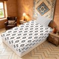 thumbnail image 5 of Manfei Aztec Geometric Twin Sheets, Bohemian Southwestern Bedding, White, Black Reversible 3pcs1 Flat Sheet + 1 Fitted Sheet + 1 Pillowcase, 5 of 6