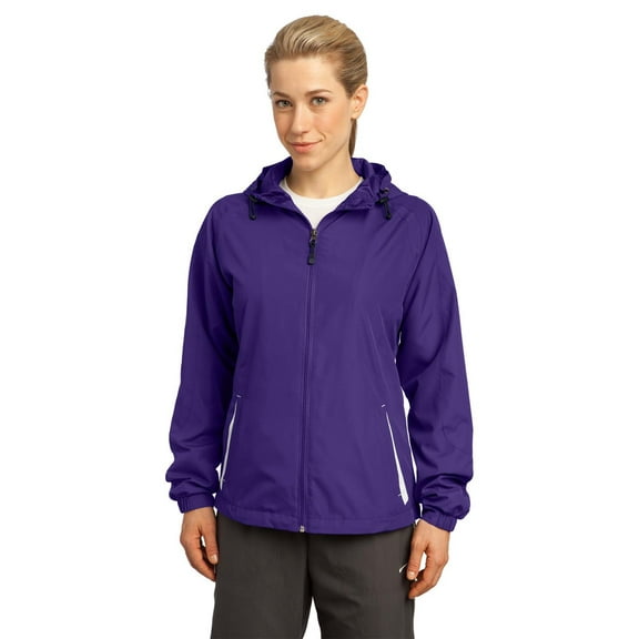 Sport-Tek Ladies Colorblock Hooded Raglan Jacket. LST76