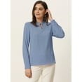 thumbnail image 3 of Women's Pleated Mock Neck Pearl Decor Elegant Work Blouse Top XL Grey Blue, 3 of 6