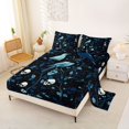thumbnail image 2 of Homewish Celestial Halloween Raven Skull Queen Sheets,Flower Branch Print Queen Sheet Sets,Sapphire Black,4-Piece,1 Flat Sheet,1 Fitted Sheet and 2 Pillowcases, 2 of 6