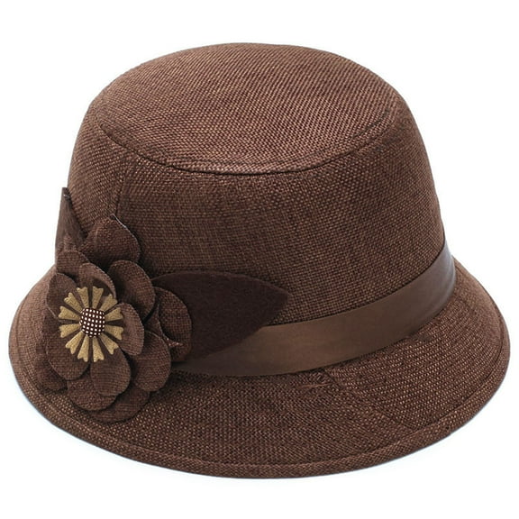 Tittly Visor Hats Straw Hat Womens Linen Sunshade Hat Breathable Big Flower Princess Hat Hats for Women Straw Hat Coffee One Size