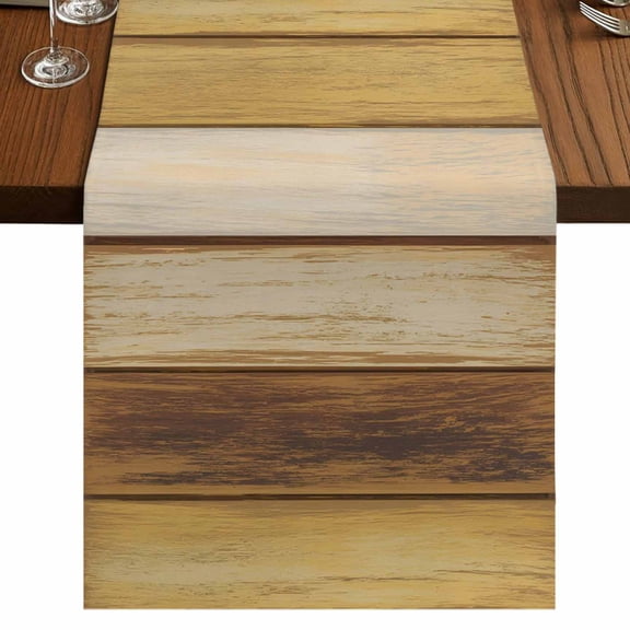 Table Runners 120 Inches Long Dress Scarves, Vintage Yellow Wood Farmhouse Coffee/Dining/Kitchen Table Runner for Living Room, Farmhouse Retro Wooden Plank 13x120 Inch