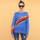thumbnail image 1 of Nuevo Invierno Mujer Suéter de punto Rainbow Stripe Print O Cuello Manga larga Jersey suelto de gran Abanopi Azul/L, 1 of 1