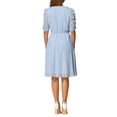 thumbnail image 3 of INSPIRE CHIC Women's Dress Chiffon Metallic Stars Ruched Sleeve V Neck A-line Dress XL Blue, 3 of 6