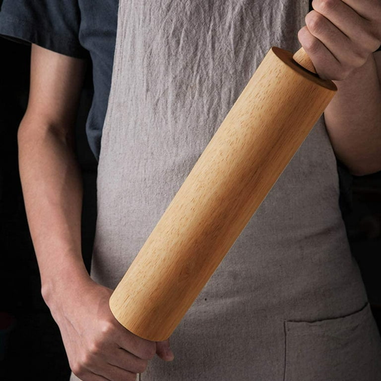 18-Inch Wooden Rolling Pin, Hardwood Dough Roller With Smooth Rollers for  Baking Bread, Pastry, Cookies, Pizza, Pie and Fondant