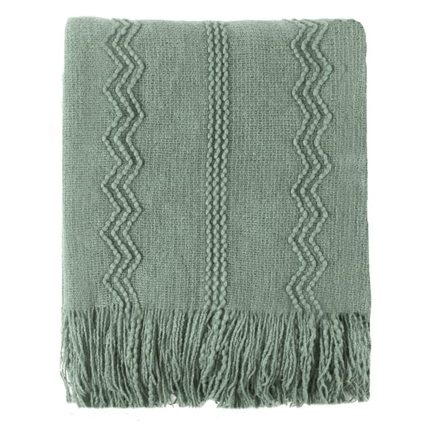 Battilo Sage Green Throw Blanket for Couch, Knit Sage Throw Blankets