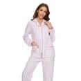 thumbnail image 3 of VICMETAL Women's Pajama Sets 100% Cotton Flannel Ladies PJs Button Front Top Drawstring Bottoms F Purple Flower 3XL, 3 of 7