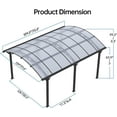 thumbnail image 6 of JINSEED 12 x 16 ft Metal Carport with Polycarbonate Panel, Heavy Duty Metal Carport Canopy, Metal Garage Shelter for Car, Truck and Boat, Gray, 6 of 7