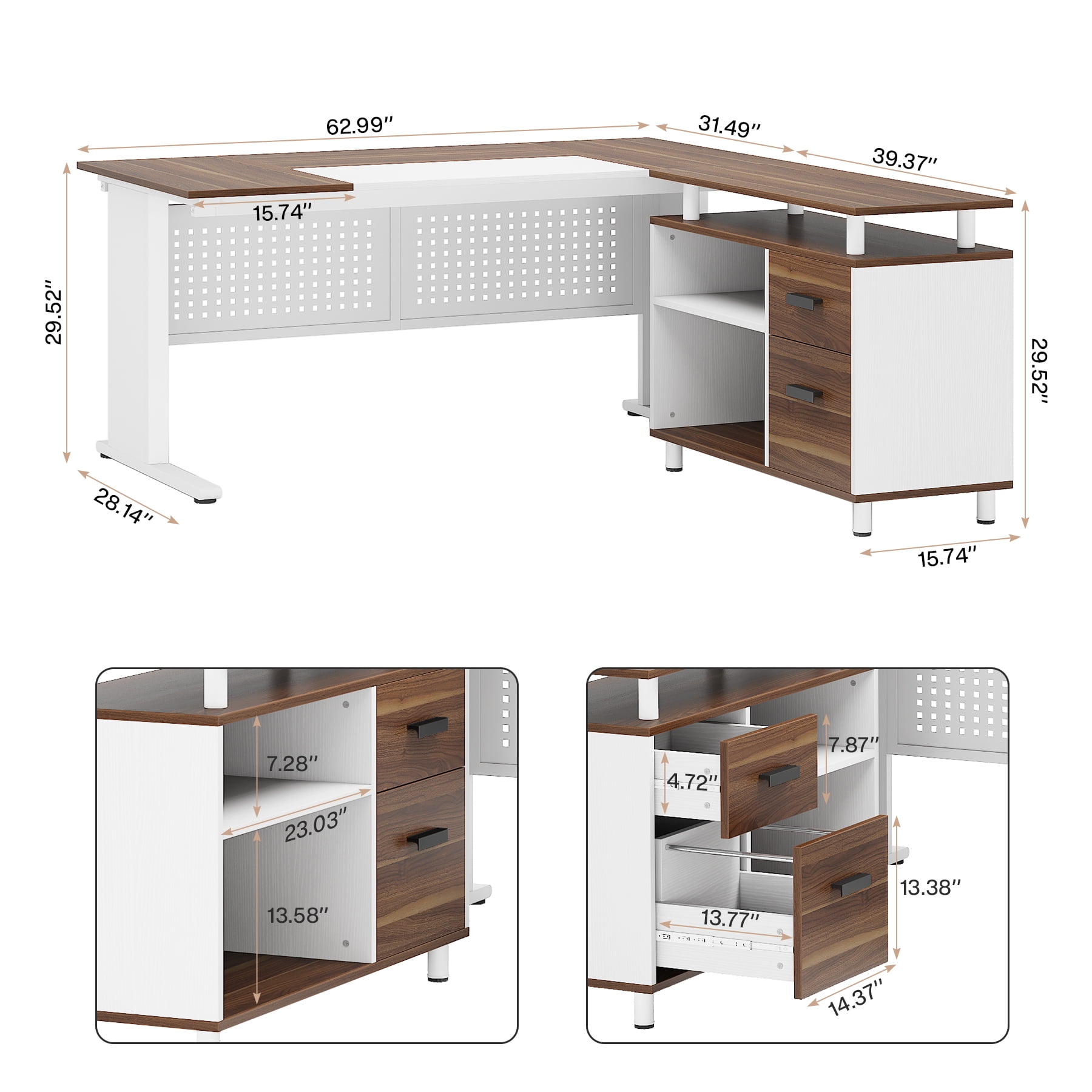 Tribesigns Executive Desk, Large Computer Desk with File Cabinet, Executive Office Desk with Storage Cabinet, Business Furniture Desk Workstation for Home Office