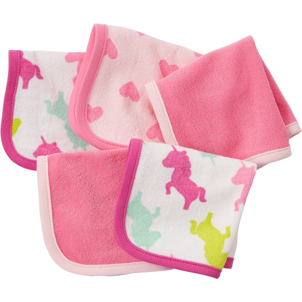 Child of Mine by Carter's Newborn Baby Girl Washcloths, 5 Pack