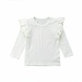 thumbnail image 1 of PENGXIANG Summer Toddler Baby Girl Basic Plain Ruffle Long Sleeve Cotton T Shirts Tops Tee Clothes, 1 of 3
