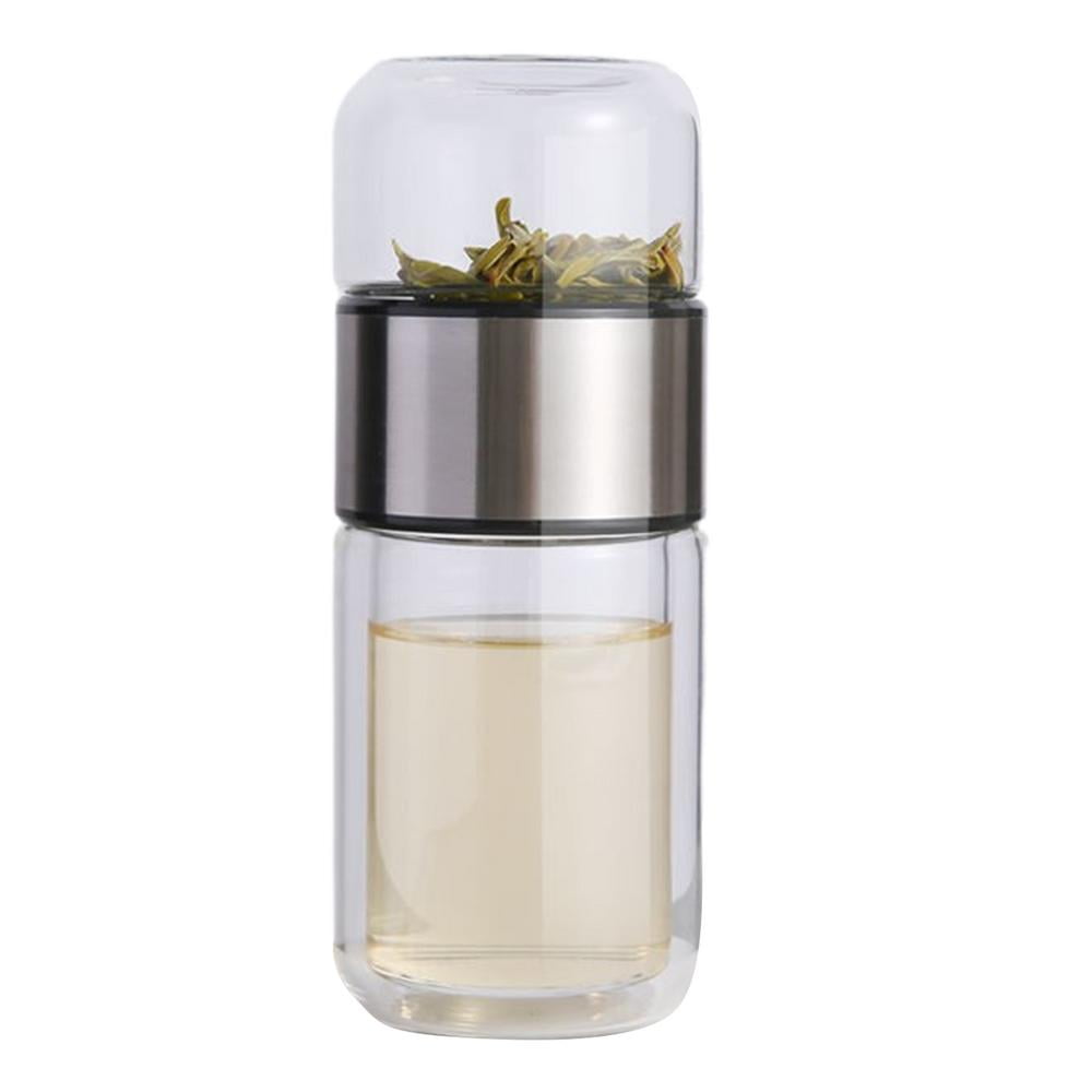 Ksruee Glass Water Bottle Tea Bottle Leakproof for Traveling Tea And Water Separation Tea Bottle for Loose Tea Flower Tea Home Traveling compatible