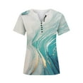 thumbnail image 5 of Azrian Women's Plus Tops Fashion V-neck Print Casual Loose Short Sleeve Top Short Sleeve V-neck Top/Shirt, 5 of 5