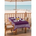 thumbnail image 6 of Dark Purple Geometric Outdoor Tablecloth with Umbrella Hole, White Greek Key Design Burlap Modern Art Waterproof Outdoor Table Cover, Patio Tablecloths for Party Picnic Camping, Rectangle 52"x70", 6 of 9
