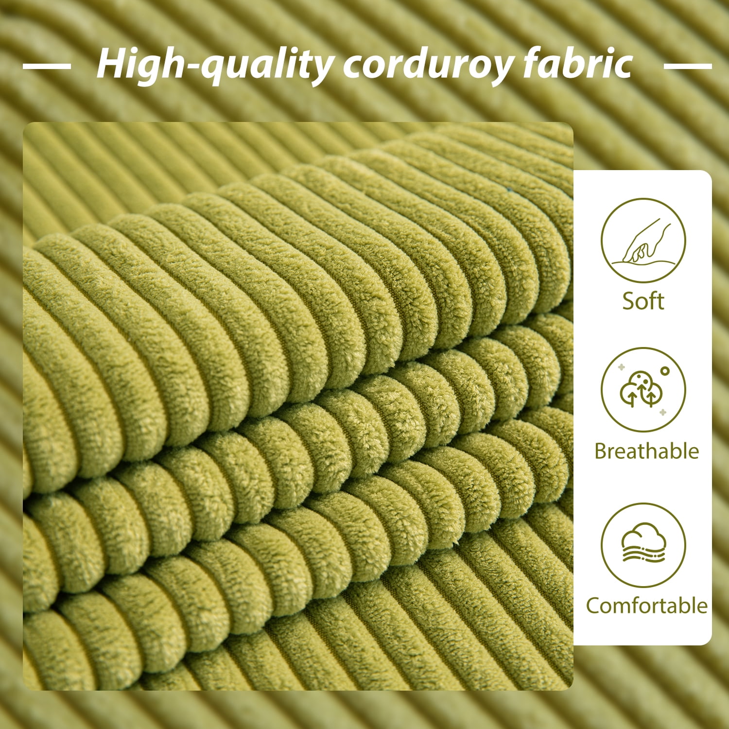 BYBYME 6 inch Tri-Fold Mattress,Corduroy Folding Mattress Made of a Whole Foam,Memory Foam Mattress Topper Perfect for Sleeping,Camping,Twin,Green