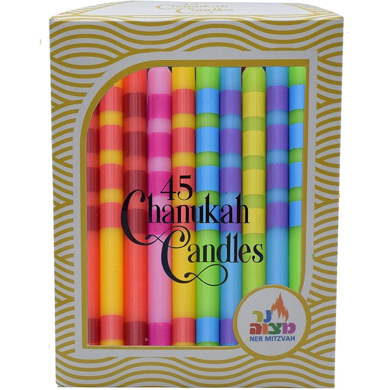 Ner Mitzvah Multicolor Dripless Hanukkah Candles, 45-Pack photo 5