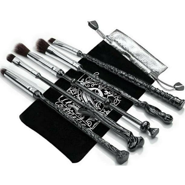 Harry Potter Wand Makeup Brush Set 5 Piece Black and Silver Walmart