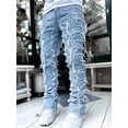 thumbnail image 3 of Elippeo Men Skinny Pants Fashion Patch Frayed Hem Pants Spring Fall Casual Leggings Trousers with Pockets, 3 of 7