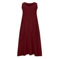 thumbnail image 4 of CHUANK Robe Longue Sans Manches en Coton et Lin pour Femmes Robe d'Été Décontractée Couleur Unie Robe de Plage avec Poches, 4 of 8