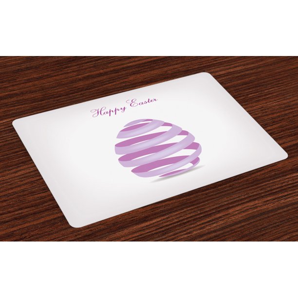 Easter Placemats Set of 4 Ornate Ribbon in Egg Shape Spring Easter