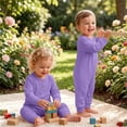 thumbnail image 7 of Nilvkv Newborn Onesies, Newborn Sleepers, Toddler Ribbed Round Neck Long Sleeve Romper Soft Cotton Lightweight Breathable Spring Summer One-Piece Purple 12-18 Months, 7 of 7