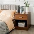 thumbnail image 2 of Costway Table de Chevet avec Tiroir Armoire de Rangement Moderne Table d'Appoint Marron, 2 of 9