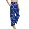 thumbnail image 2 of Sigee Blue Gold Grid Lantern Shapes Print Women's Soft Pajama Pants - Breathable and Comfortable Lounge Sleep Bottoms with Elastic Waistband and Pockets-Medium, 2 of 9