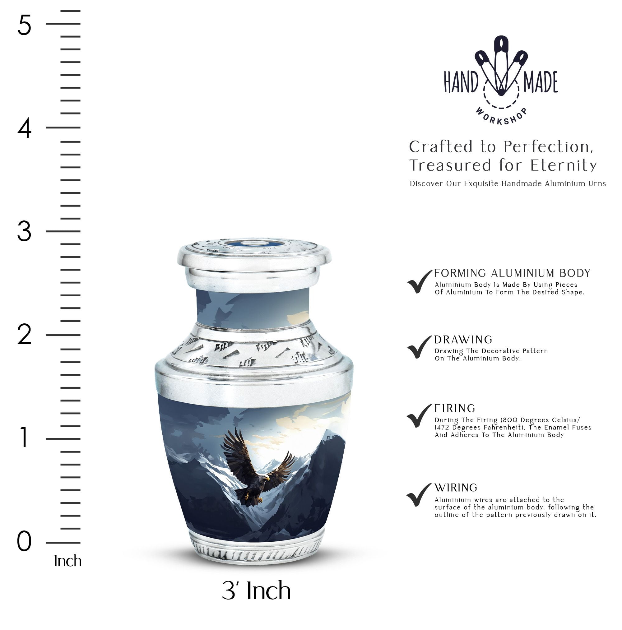 Eagle Flying In Snow Mountains Urn For Ashes, Snow Mountains-Themed Memorial Urns For Human Ashes Adult Female, Small Keepsake Cremation Urns For Ashes, Funeral Urns For Burial 3 Inch, 4pcs