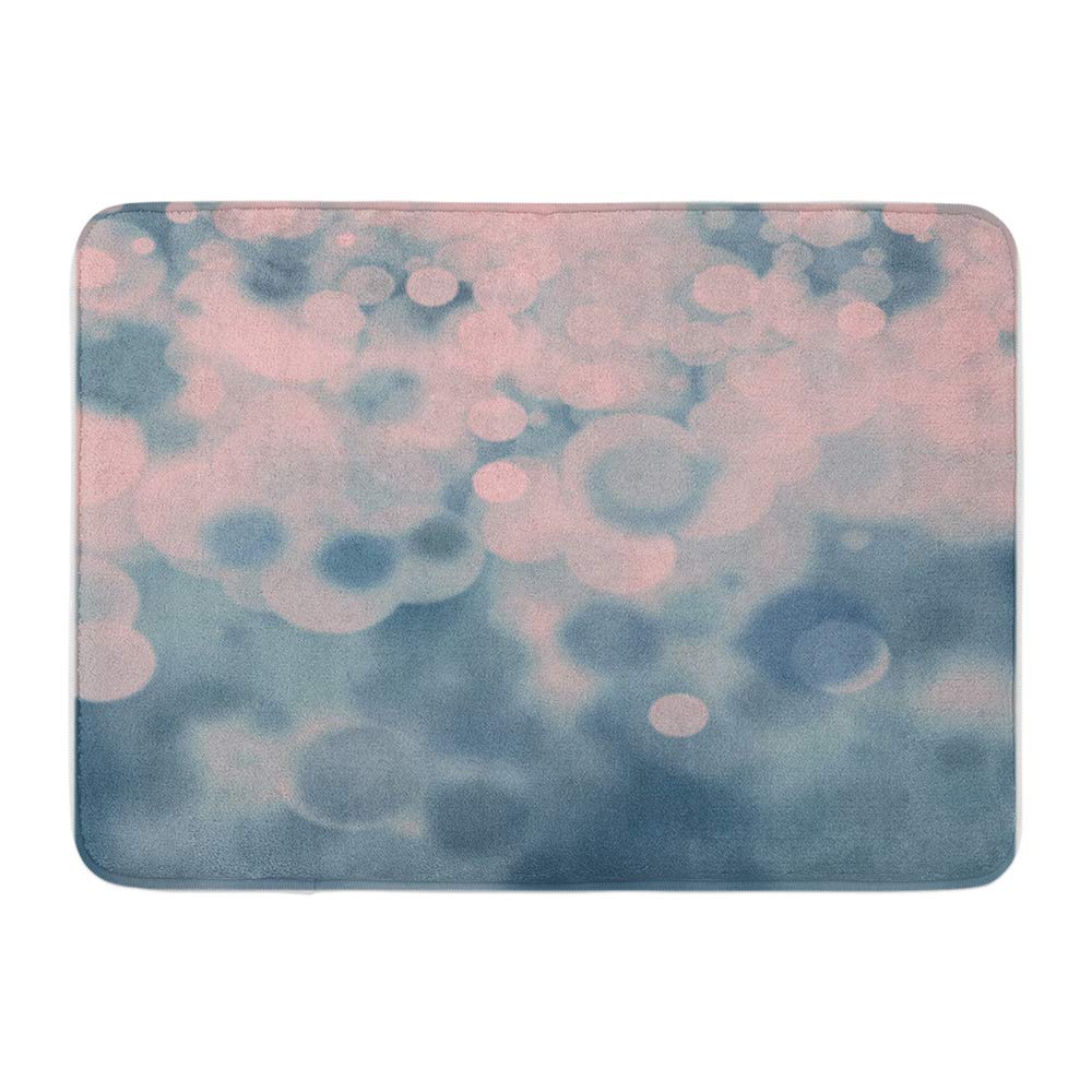 NUDECOR Colorful Rose Pale Pink and Blue Bokeh on Dark Teal Dusty Doormat Floor Rug Bath Mat 23
