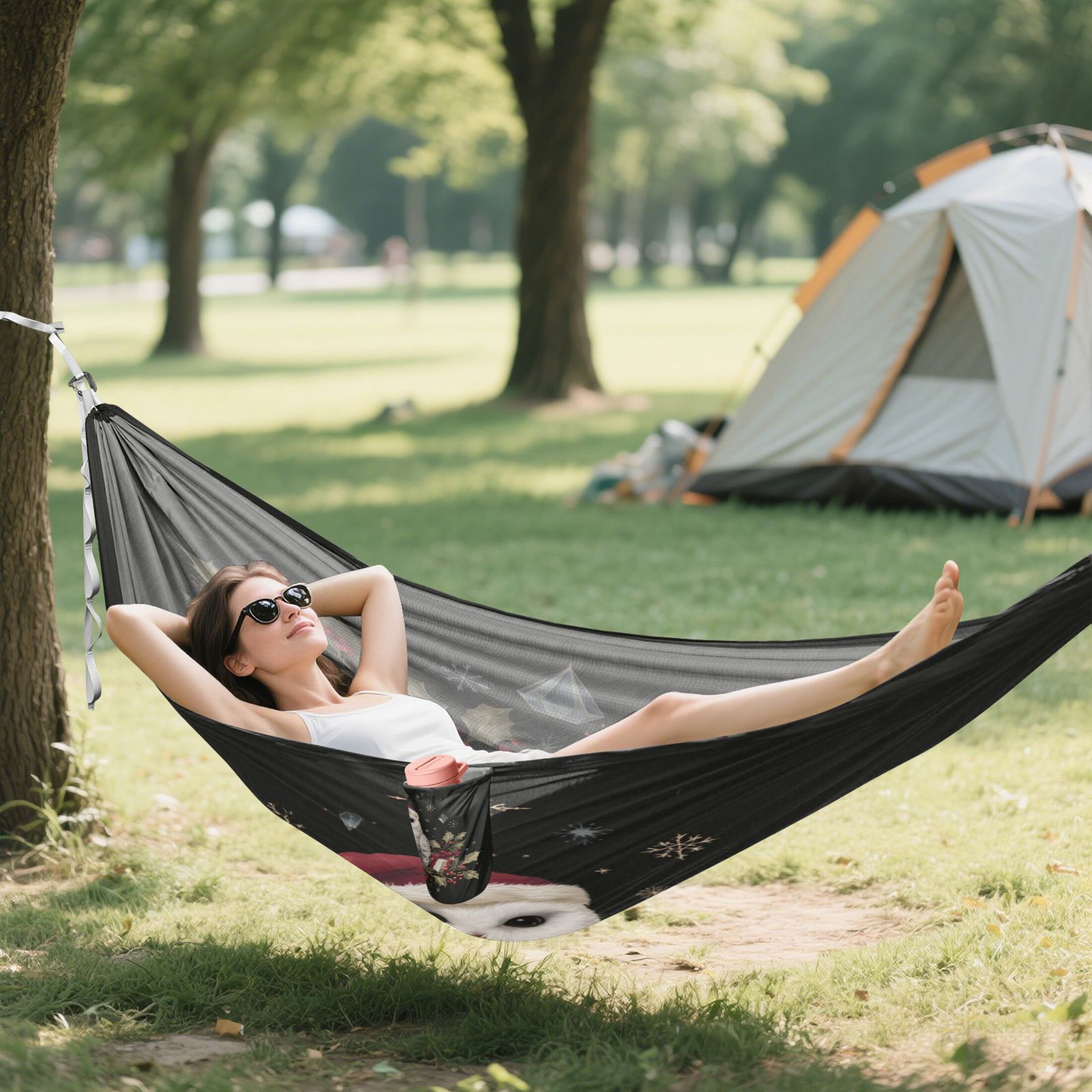 Hammock Camping Hammock Nylon Portable Hammock Travel Camping Hammock Magical Christmas Black Owl