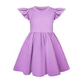 thumbnail image 5 of TAIAOJING Toddler Children Kids Girls Fly Sleeve Crew Neck Dresses Kids Summer Ruffle Sleeve Dress Holiday 3-4Y, 5 of 5