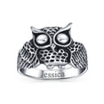 thumbnail image 4 of Bling Jewelry Womens Silver Ring: Wise Bird Night Owl Band Oxidized Sterling Sterling, 4 of 5