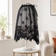 thumbnail image 3 of Halloween Black Lace Lamp Shade Cover,Gothic Spider Web Bat Pattern Sheer Wrap for Table Lamps,Pendant Lights,Fireplace,Home Party Decor,60x19.7 inch, 3 of 5