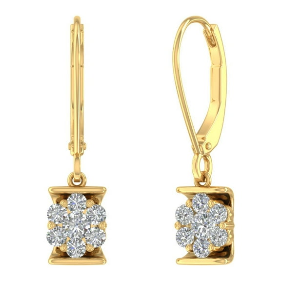 1/2 Carat Diamond Drop Earrings in 14K Yellow Gold (SI1-SI2 Clarity)