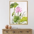 thumbnail image 2 of Single Vintage Pink Lotus Flower With Green Leaves 30 in x 40 in Framed Painting Canvas Art Print, by Designart, 2 of 5