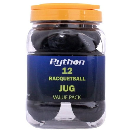 Python Black Racquetballs - 12 Pack - Long Rally Indoor Racquetballs - Lightweight, Durable, Value Pack for Extended Play