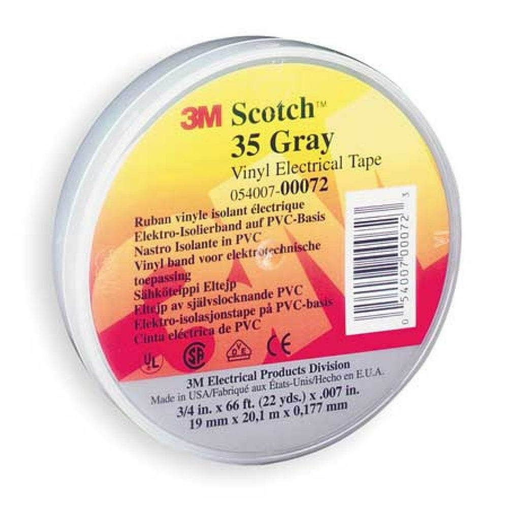 SCOTCH 35GRAY3/4 Electrical Tape, 7 mil, 3/4" x 66 ft., Gray