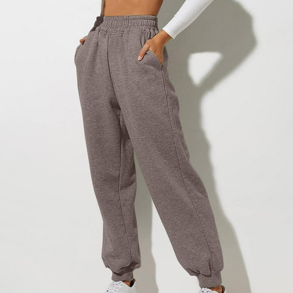 Aueoeo Womens High Waisted Sweatpants Athletic Joggers with Pockets, Womens Lounge Pants Casual Trousers