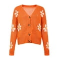 thumbnail image 3 of jsaierl Cardigan Sweaters for Women Long Sleeve Daisy Printed Button Sweater Open Front Crochet Fall Sweaters for Women 2025 Cardigan Sweater Coat Top Outwear for Women, 3 of 5