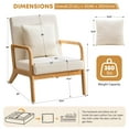 thumbnail image 3 of JULY'S SONG Mid Century Modern Accent Chair with Pillow, Linen Upholstered Reading Chair with Wood Frame, 25.6" W Arm Chairs in Living Room,White, 3 of 11