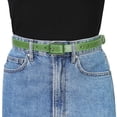 thumbnail image 4 of Cinturones de cintura fina para mujer Cinturón de cuero ajustado con hebilla rectangular para pantalones de vestir Verde Ajuste la cintura 78-95cm / 30.7-37.4, 4 of 4