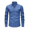 thumbnail image 2 of Zylanna Men's Button up Shirts, Breathable Striped Long Sleeve Slim Fit Casual Shirts for Men Blue, 2 of 4