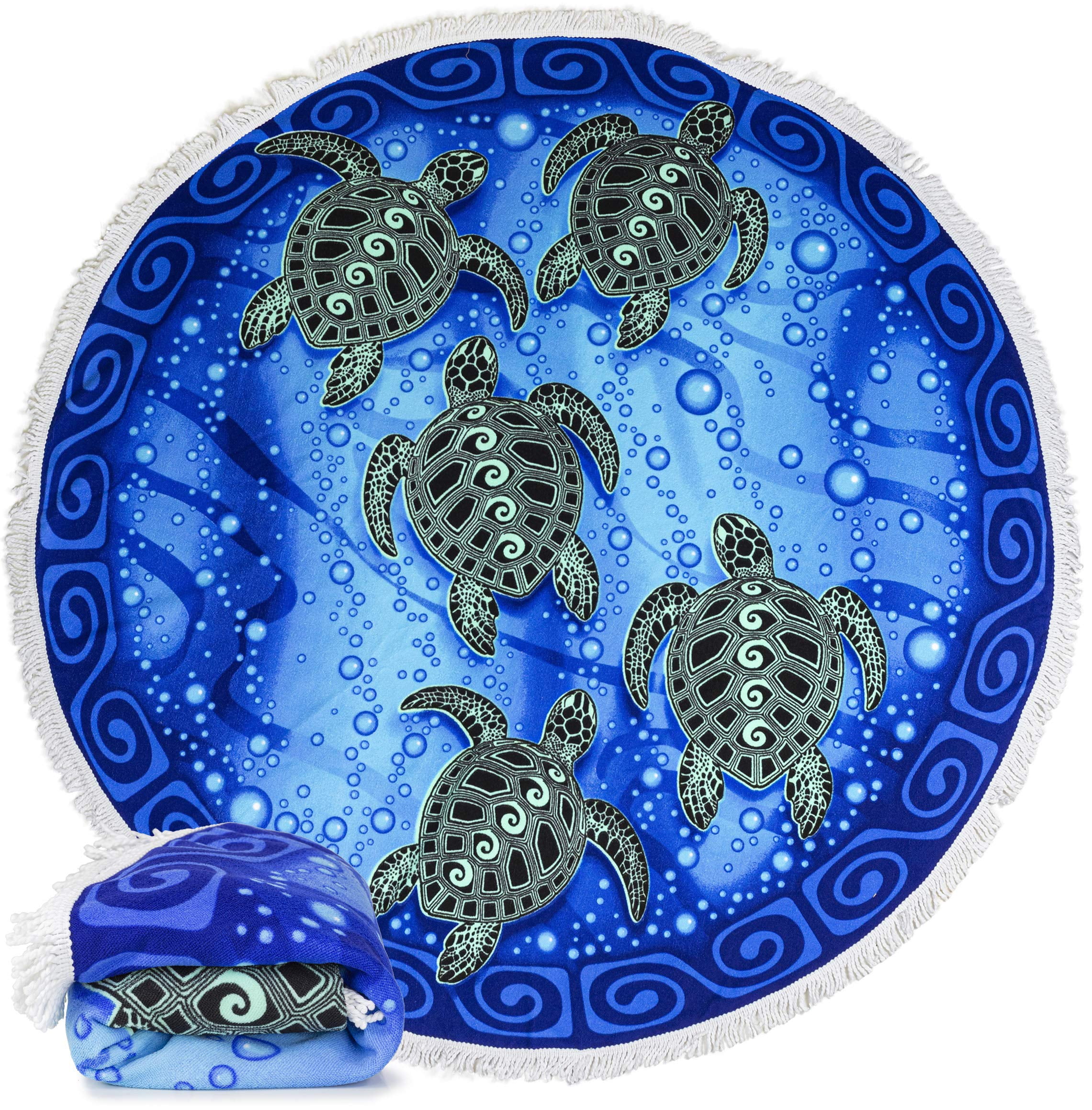 Dawhud Direct | Microfiber Round Large Plush Beach Towel Blanket 60' D